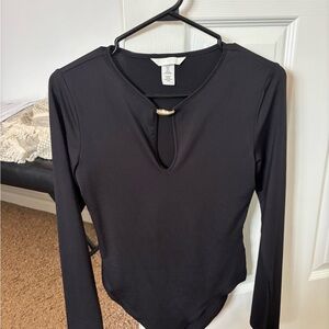 H&M Black Long Sleeve Bodysuit with Keyhole Detail